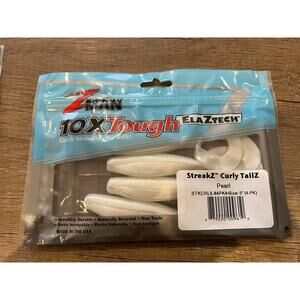 Z-MAN STREAKZ CURLY TAILZ 5” Pearl White 4pk Soft Fish Bait Fishing Tackle New